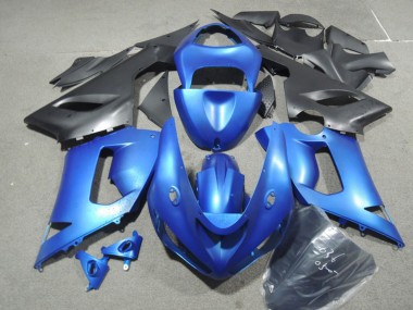 2005-2006 Kawasaki ZX6R Motorcycle Fairing Kits - Blue Matte Black Canada for Sale