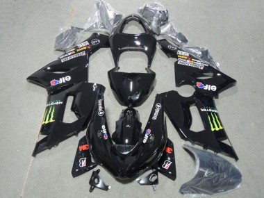 2005-2006 Kawasaki ZX6R Motorcycle Fairings - Glossy Black Green Monster Canada for Sale