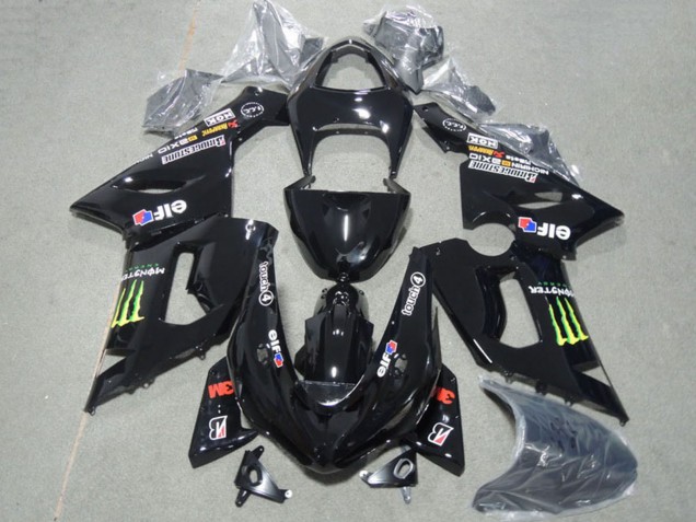 2005-2006 Kawasaki ZX6R Motorcycle Fairings - Glossy Black Green Monster Canada for Sale