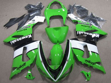 2005-2006 Kawasaki ZX6R Motorcycle Fairings - Green White Black Canada for Sale