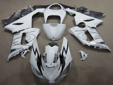 2005-2006 Kawasaki ZX6R Motorcycle Fairing Kits - White Black Canada for Sale