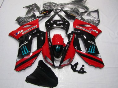 2007-2008 Kawasaki ZX6R Motorcycle Fairings - Red Black Monster Canada for Sale