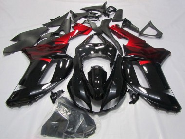 2007-2008 Kawasaki ZX6R Motorcycle Fairings - Black Red Canada for Sale