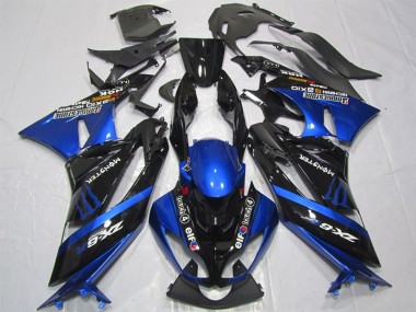 2009-2012 Kawasaki ZX6R Motorcycle Fairings - Blue Glossy Black Elf Touch4 Monster Bridgestone Canada for Sale
