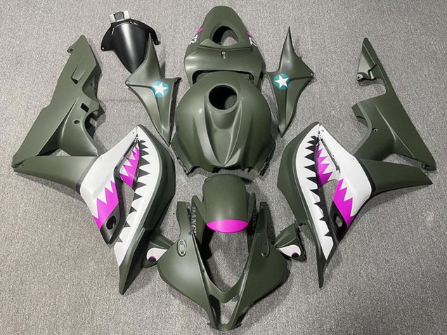 2007-2008 Honda CBR600RR Motorcycle Fairings - Army Green White Pink Shark Canada for Sale