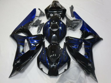 2006-2007 Honda CBR1000RR Motorcycle Fairings - Glossy Black Blue Flame Canada for Sale