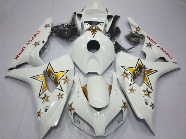 2006-2007 Honda CBR1000RR Motorcycle Fairings - White Gold Star Energy Drink Canada for Sale