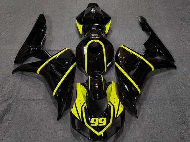2006-2007 Honda CBR1000RR Motorcycle Fairing - Glossy Black High Viz Yellow 99 Canada for Sale