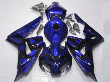 2006-2007 Honda CBR1000RR Motorcycle Fairings - Blue Glossy Black Flame Canada for Sale