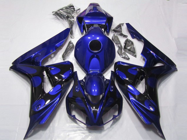 2006-2007 Honda CBR1000RR Motorcycle Fairings - Blue Glossy Black Flame Canada for Sale