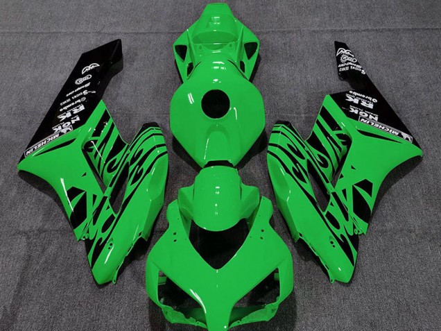 2004-2005 Honda CBR1000RR Motorcycle Fairings - Green Glossy Black Flame Canada for Sale