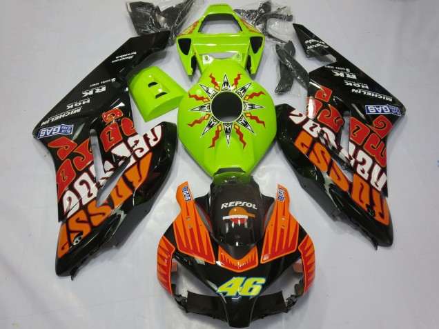 2004-2005 Honda CBR1000RR Motorcycle Fairings - Lime Green Orange Glossy Black Rossi 46 Canada for Sale