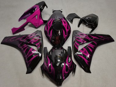 2008-2011 Honda CBR1000RR Motorcycle Fairings - Glossy Black Pink Flame Canada for Sale