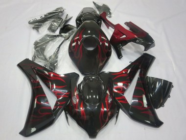 2008-2011 Honda CBR1000RR Motorcycle Fairings - Glossy Black Red Flame Canada for Sale