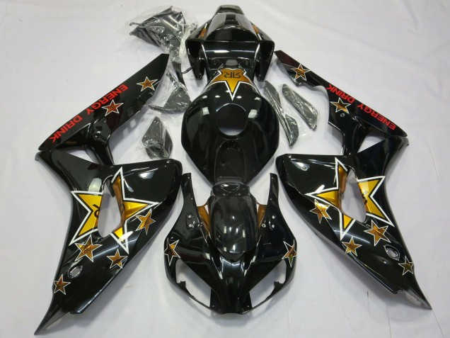 2006-2007 Honda CBR1000RR Motorcycle Fairings - Glossy Black Star Energy Drink Canada for Sale