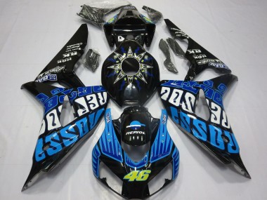 2006-2007 Honda CBR1000RR Motorcycle Fairings - Glossy Black Blue Rossi 46 Canada for Sale