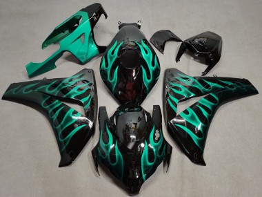 2008-2011 Honda CBR1000RR Motorcycle Fairings - Glossy Black Green Flame Canada for Sale