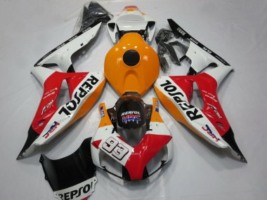 2006-2007 Honda CBR1000RR Motorcycle Fairings - Orange White Red Glossy Black Repsol 93 Canada for Sale