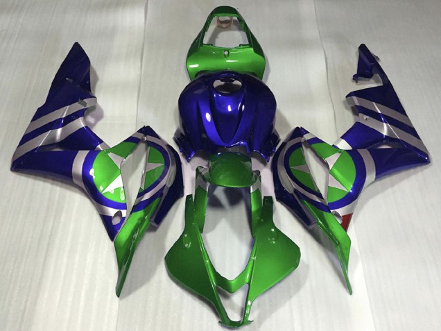 2007-2008 Honda CBR600RR Motorcycle Fairings - Blue Green Silver Captain America Canada for Sale