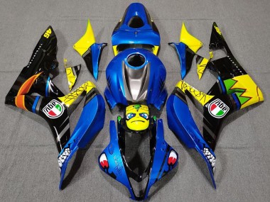 2007-2008 Honda CBR600RR Motorcycle Fairings - Blue Yellow Glossy Black Shark Canada for Sale