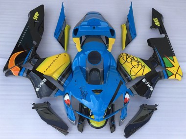 2005-2006 Honda CBR600RR Motorcycle Fairings - Blue Yellow Black Shark Canada for Sale