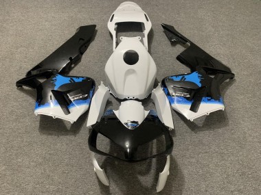 2003-2004 Honda CBR600RR Motorcycle Fairing - White Blue Glossy Black Splatter Canada for Sale