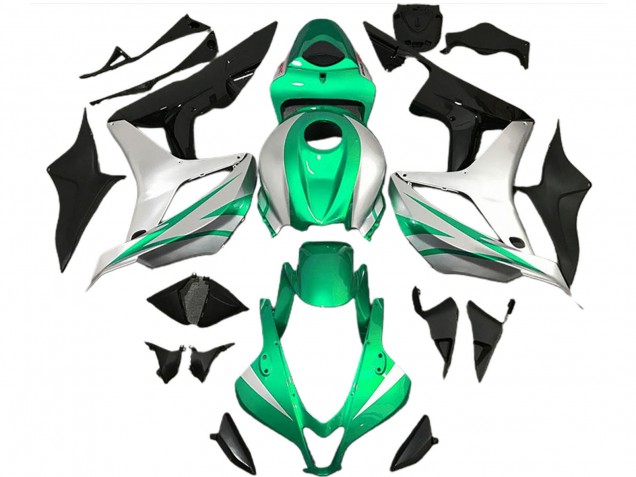 2007-2008 Honda CBR600RR Motorcycle Fairings - Silver Green Glossy Black OEM Style Canada for Sale