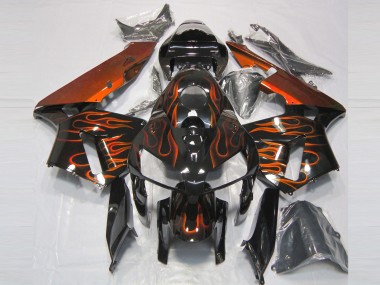 2005-2006 Honda CBR600RR Motorcycle Fairings - Glossy Black Orange Flame Canada for Sale