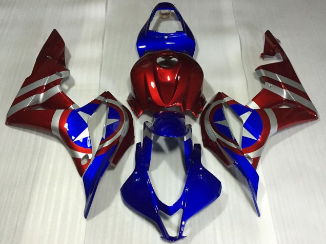 2007-2008 Honda CBR600RR Motorcycle Fairings - Red Silver Blue Captain America Canada for Sale