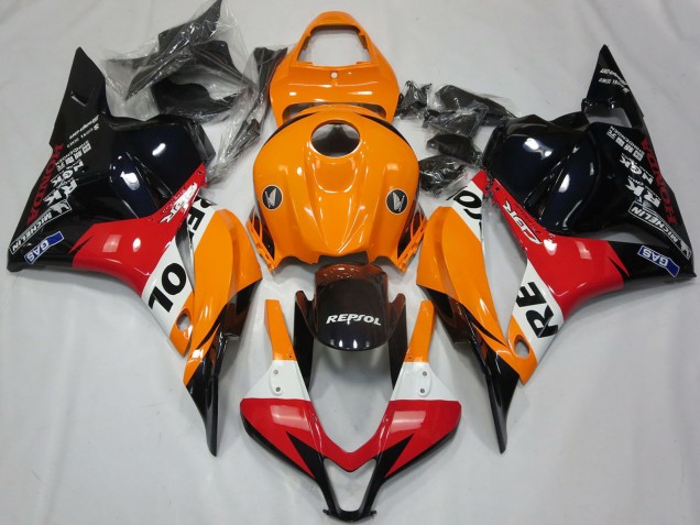 2009-2012 Honda CBR600RR Motorcycle Fairing - Orange White Red Glossy Black Repsol Canada for Sale