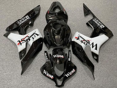 2007-2008 Honda CBR600RR Motorcycle Fairings - Glossy Black White West Style Canada for Sale