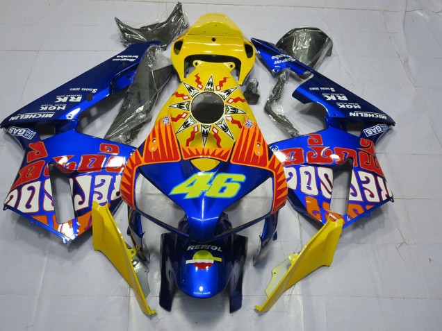 2005-2006 Honda CBR600RR Motorcycle Fairings - Yellow Blue Rossi 46 Canada for Sale