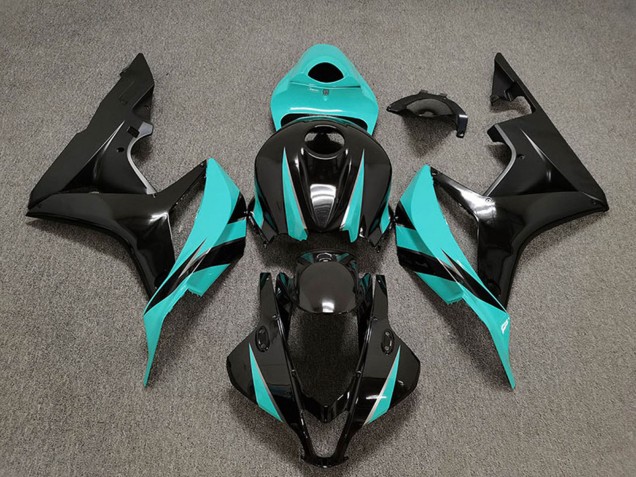 2007-2008 Honda CBR600RR Motorcycle Fairings - Cyan Blue Glossy Black Canada for Sale