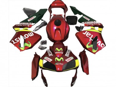 2003-2004 Honda CBR600RR Motorcycle Fairings - Red Yellow Green MoviStar Canada for Sale