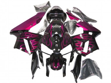 2005-2006 Honda CBR600RR Motorcycle Fairings - Glossy Black Pink Flame Canada for Sale