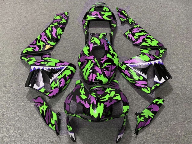 2003-2004 Honda CBR600RR Motorcycle Fairings - Green Pink Camouflage Shark Canada for Sale