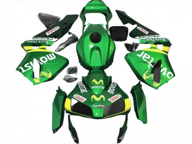 2003-2004 Honda CBR600RR Motorcycle Fairings - Green Yellow MoviStar Canada for Sale