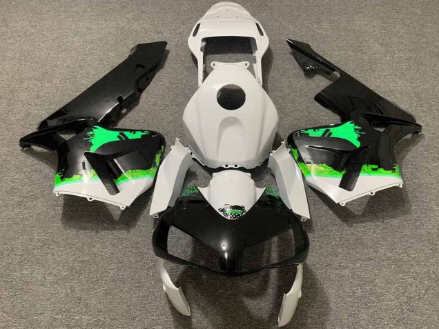 2003-2004 Honda CBR600RR Motorcycle Fairings - White Green Glossy Black Splatter Canada for Sale