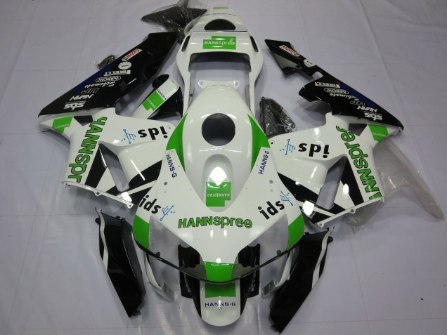 2003-2004 Honda CBR600RR Motorcycle Fairings - White Green Glossy Black Hannspree Canada for Sale