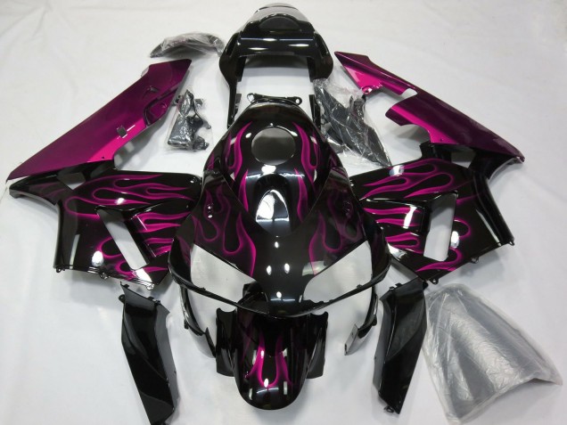 2003-2004 Honda CBR600RR Motorcycle Fairing - Glossy Black Purple Flame Canada for Sale