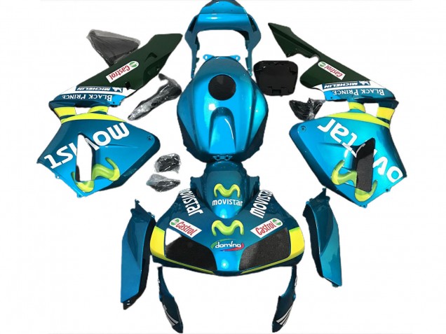 2003-2004 Honda CBR600RR Motorcycle Fairings - Light Blue Yellow Green MoviStar Canada for Sale