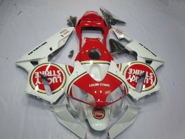 2003-2004 Honda CBR600RR Motorcycle Fairings - White Red Lucky Strike Canada for Sale