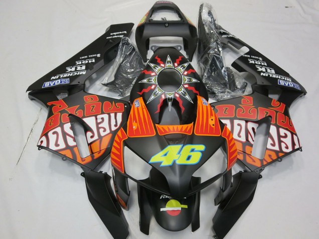 2003-2004 Honda CBR600RR Motorcycle Fairings - Matte Black Orange Yellow Rossi 46 Canada for Sale
