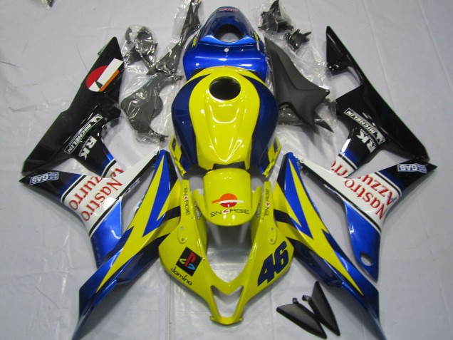 2007-2008 Honda CBR600RR Motorcycle Fairings - Yellow Blue White Glossy Black Nastro Azzurro Canada for Sale