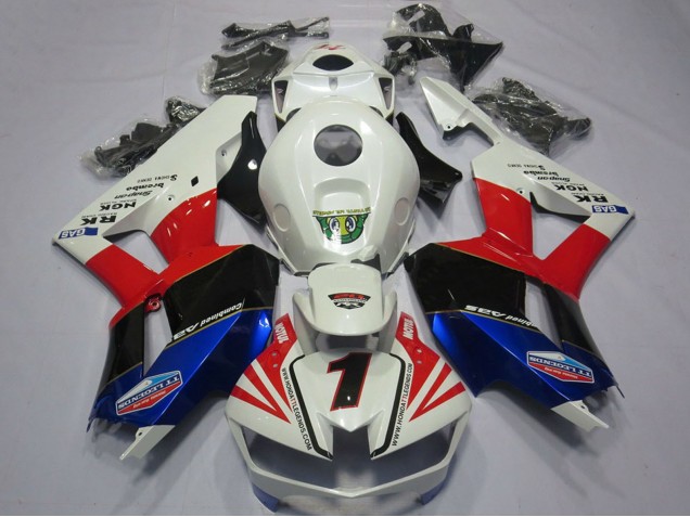 2013-2023 Honda CBR600RR Motorcycle Fairings - White Red Blue Black Number 1 Canada for Sale