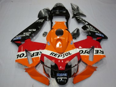2003-2004 Honda CBR600RR Motorcycle Fairings - Orange White Red Glossy Black OEM Style Repsol Canada for Sale