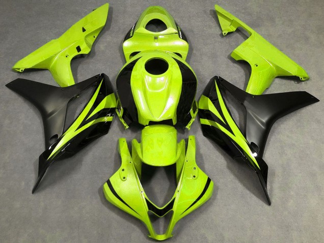 2007-2008 Honda CBR600RR Motorcycle Fairings - Neon Yellow Matte Black OEM Style Canada for Sale