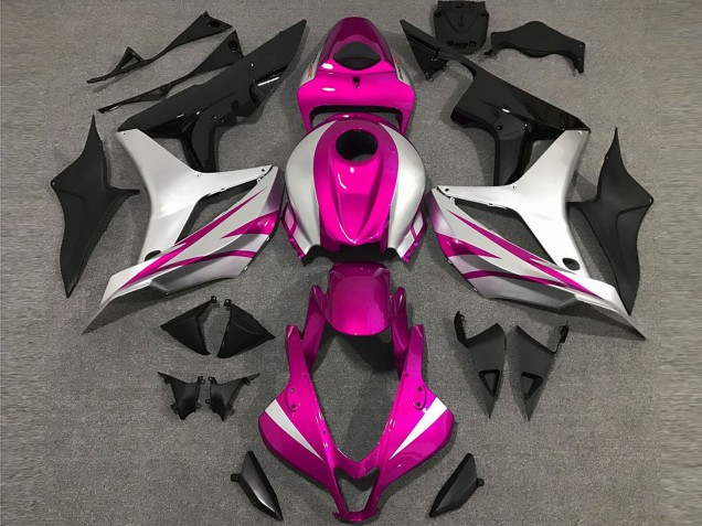 2007-2008 Honda CBR600RR Motorcycle Fairings - Silver Pink Glossy Black OEM Style Canada for Sale