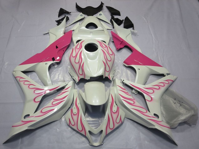 2007-2008 Honda CBR600RR Motorcycle Fairings - White Pink Flame Canada for Sale