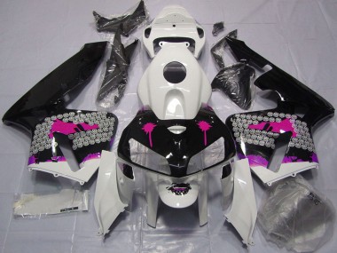 2005-2006 Honda CBR600RR Motorcycle Fairings - Pink Splatter on Glossy Black Canada for Sale
